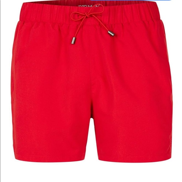 [TOPMAN] Red Embroidery Swim Shorts - Picture 3 of 8